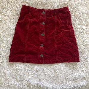 Red Forever 21 Corduroy Mini Skirt